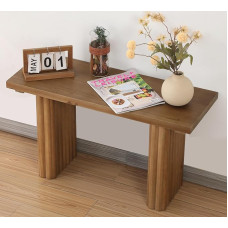 WINWY Massivholz Eingangsbank – 80 cm geriffelte Bauernhaus-Bank für den Innenbereich, Essbank, schmal für Eingangsbereich, Küche, Wohnzimmer und Schlafzimmer, Braun