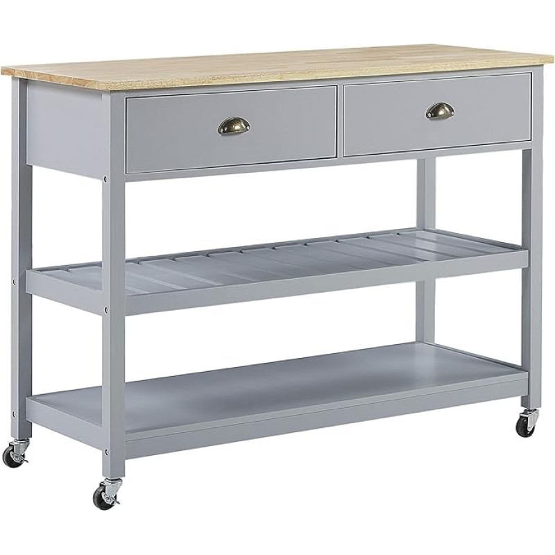 Navarino Large Serving Trolley Country House Style Grey/Light Wood Colour