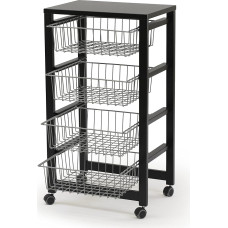 Arredamenti Italia AR-It il Cuore del Legno Gingerone Kitchen Trolley 4 Baskets Black Wood