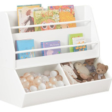 SoBuy KMB56-W Children's Bookcase Storage Shelf with 2 Shelves and 2 Open Compartments Toy Shelf Children's Room Furniture White W x H x H x D x H x D x H x D x H x D x H x D x H x