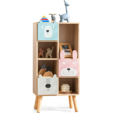 COSTWAY Kids Bookcase for Kids, Children's Wooden Shelf with 3 Drawers and 4 Open Compartments, Toy Shelf for Playroom, Bedroom, Nursery, Classroom (Model 2)