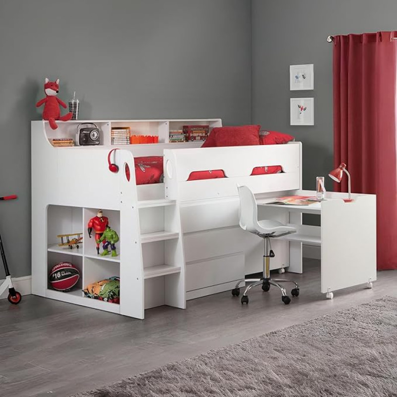 Julian Bowen Jupiter Cabin Bed, White, Single