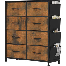 YITAHOME Chest of Drawers, 8 Fabric Drawers with Handles, Storage Cabinet, Drawer Cabinet, Metal Frame, Fabric Chest of Drawers for Bedroom, for Living Room, Hallway, Office, Rotten Wood Grain