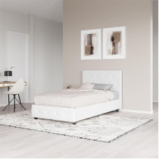 DHP Dakota Upholstered Platform Bed White Single