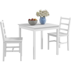 HOMCOM Set of 3 Dining Set with 2 Chairs, Dining Room Set for 2 People, Kitchen Table Set, Table Set for Living Room, Kitchen, Space-Saving, White, Pine Wood