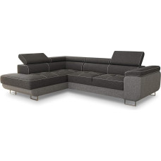 Caris Corner Sofa with Sleep Function and Adjustable Headrests, Living Landscape with Bed Box, Couch, Sofa, Sofa Bed (Grey + Dark Grey (Sawana 21 + Sawana 05), Corner Sofa Left)
