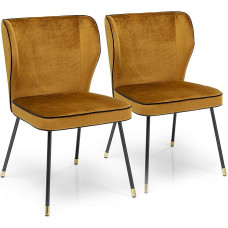Kare Irina Design Chairs Set of 2 Dining Room Chairs Lounge Chairs Curry Yellow 50 x 57 x 83 cm
