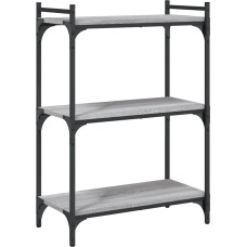 vidaXL Bookcase, Bookcase with 3 Shelves, Shelf, Standing Shelf with Adjustable Legs, Filing Shelf, Storage Shelf for Living Room, Office, Grey Sonoma Wood Material
