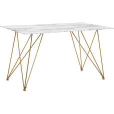 Stylish Dining Table 140 x 80 cm Marble Effect Gold Kenton