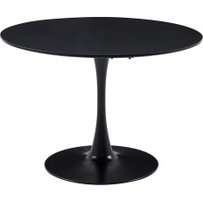 GrandCA HOME Modern Round Dining Table Black 110 cm with Tulip Design Column Base Mid-Century Leisure Table for Kitchen, Dining Room and Living Room