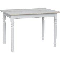 Country House Style Dining Table 100 x 60 cm - Natural Table Top, White Legs, Solid Pine Wood