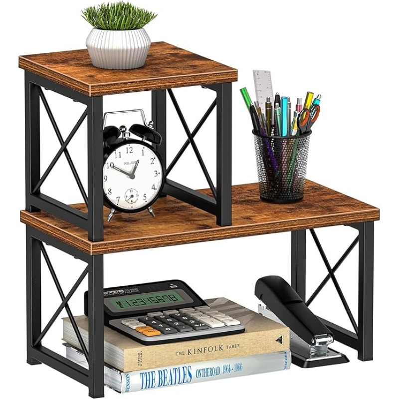 Schreibtisch Regal Veranstalter, freistehende kleine Bücherregal, 2 Tier unabhängig stapelbar Schreibtisch, Schreibtisch Organizer Regal für Büro, Wohnheim, Haus