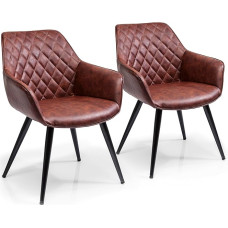 Kare Design Harry Armchair, Set of 2 Padded Comfortable Dining Chairs in Retro Design, Brown 84 x 60 x 63 cm (H x W x D)