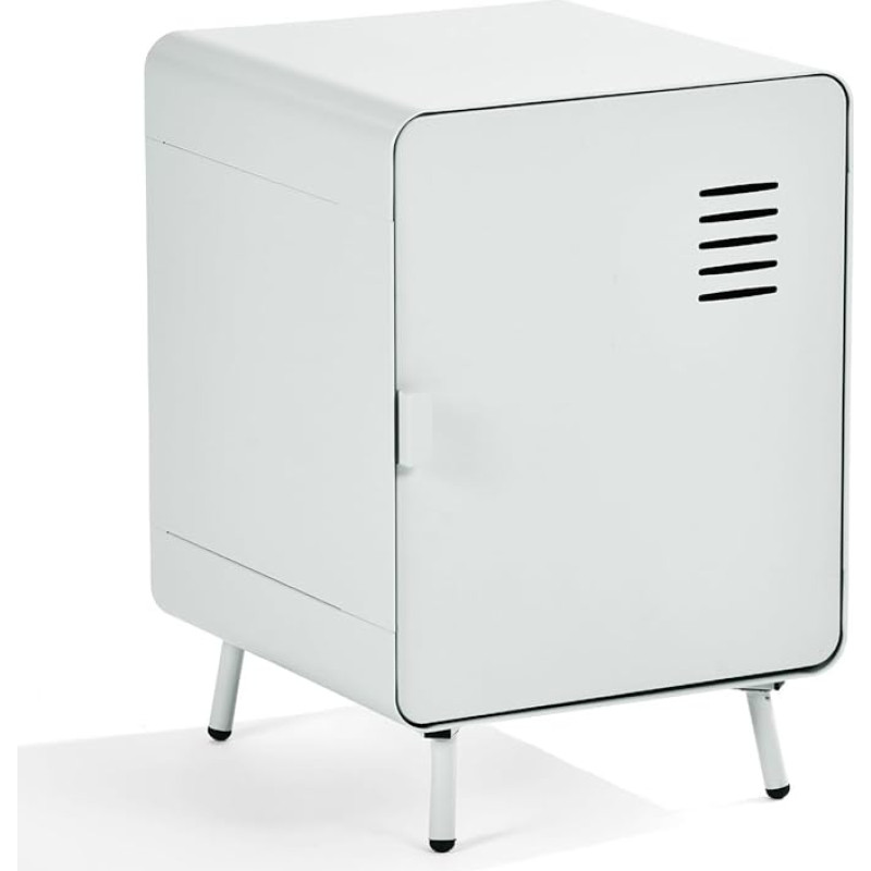 MEUBLE COSY Bedside Table with Shelves and Door, Side Tables, Living Room Cabinets, Night Console, Sofa Table Made of Metal for Living Room, Bedroom, Study, Industrial Style, White