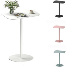 FLEXISPOT Outdoor Side Table for Sofa, Bedroom, Living Room, Office, Side Table, Bedside Table, Coffee Table for Small Spaces, Steel, 50 x 38 x 65 cm, White