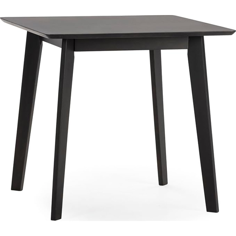 HOMN LIVING Pomago Dining Table, 80 x 80 cm, Black, Solid Wood, 80 cm (Width), 80 cm (Depth), 75 cm (Height)