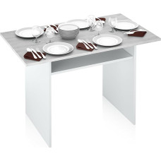 Habitdesign Tavolo Extendable Console Table, Side Table or Kitchen Table, Arctic White and Cement Grey Finish, Dimensions: 120cm (W) x 73.5cm (H) x 70cm (D)