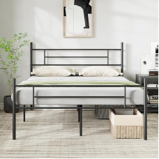 Novilla Bettrahmen 140 x 190 cm, Bettgestell mit Lattenrost, Modern Bettgestelle, Metallbett mit Kopfteil für Schlafzimmer Gästezimmer, Schwarz