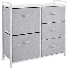 Amazon Basics - White Wardrobe Storage Unit with 5 Fabric Drawers