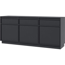 Selsey Evo Black Chest of Drawers 68.6 x 154 cm - Minimalist Design with 3 Cabinets & 3 Drawers - Matte Finish, Push-to-Open System - Ideal as Chest of Drawers for Bedroom, Living Room