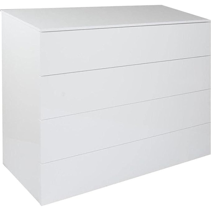 Dmora Chest of Drawers with 4 Drawers Modern Tallboy Casettiera for Bedroom 108 x 44 x 85 cm Glossy White Colour