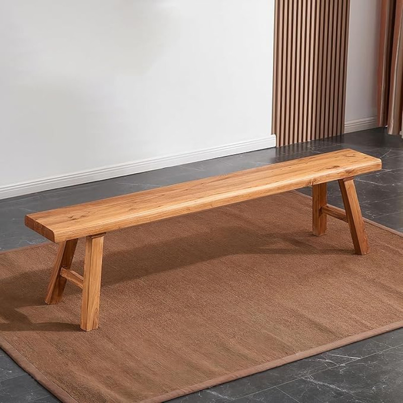ZPrestiCraftbl Holzbank für den Innenbereich, 80 cm, Bauernhaus-Dekor, Eingangsbank, natürliches Massivholz, langlebige Schuhwickelbank oder Badezimmer