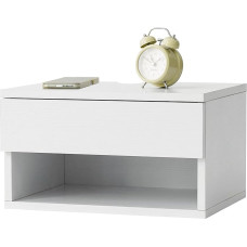 LYNCOHOME Wall Shelf with Drawer, Bedside Table, Hanging Bedside Table, Wall Mounted, Wall Drawer, Bedroom Wall Shelf, White
