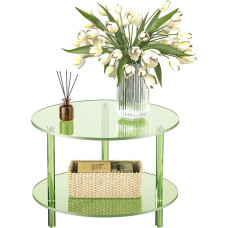 solaround Acrylic Coffee Table, Round Transparent, Acrylic Glass Side Table, Acrylic Coffee Table, Acrylic, 60 x 60 x 42 cm (Green)