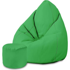 DreamRoots Bean Bag for Children and Adults - Bean Bag with Filling, Backrest, Stool and Cover - Oxford Fabric 220 g/m² Waterproof - Seat Cushion Base - Chill Bag M, Green
