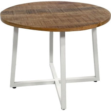 Amago home Coffee Table Diameter 60 cm Living Room Table Side Table Frame Metal Table Top Solid Colour Pure White Tobacco