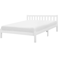 Beliani Florac Wooden Bed Pine Wood White Slatted Frame 180 x 200 cm High Headboard