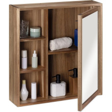 Navaris Hanging Bathroom Cabinet with Mirror 60.5 x 60 x 14 cm Wooden Wall Cabinet Bathroom Cabinet Including Mounting Material