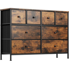 Clevich 8 Fabric Drawers, Chest of Drawers, Wooden Top, Sturdy Metal Frame, Versatile for Living & Sleeping Area, Hallway, Office, Vintage Design, Brown, Pack of 1