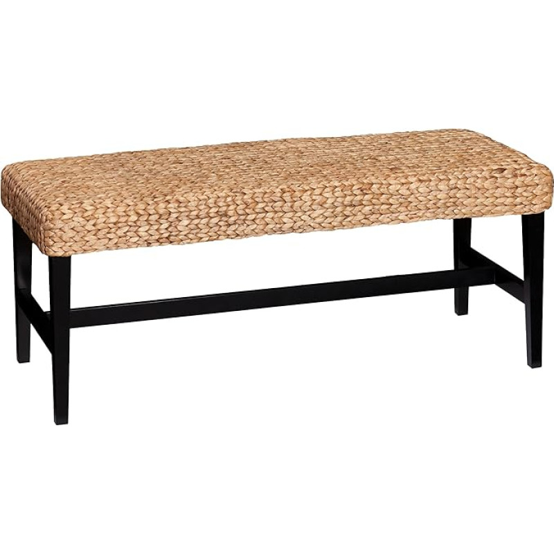 Southern Enterprises Water Hyacinth Bench, Black and Natural Finish