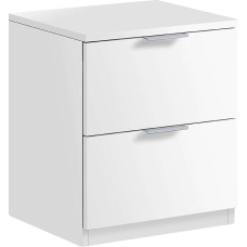 Habitdesign Bedside Table Office Book - Low Cost Model - Matt White Finish - Dimensions: 38cm (W) x 45cm (H) x 34cm (D)