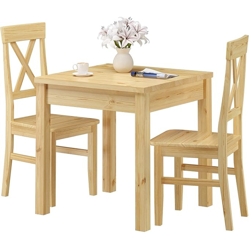 Classic Dining Set with Table and 2 Chairs Solid Pine 90.70-50 A Set 23