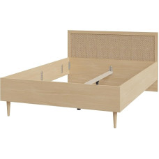 FORTE Calasetta Bed 140 x 200 cm, Boho Style, Bed with Viennese Wicker, Teenager's Room, Bedroom, Wood Material, Elegancia Oak Wood Decor/Techno Rattan, 147 cm Wide x 90 cm High x 206 cm Deep