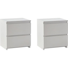 TUKAILAI Bedside Table, White Bedside Cabinet with 2 Drawers, Side Table Modern for Living Room and Bedroom, Wooden Bedside Table Cabinet 40 x 34 x 46 cm