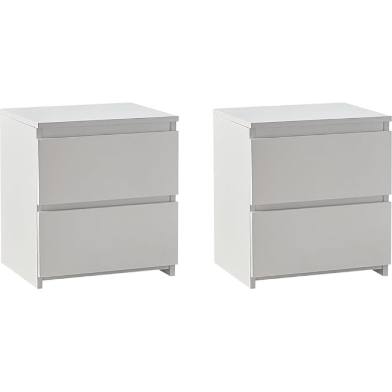 TUKAILAI Bedside Table, White Bedside Cabinet with 2 Drawers, Side Table Modern for Living Room and Bedroom, Wooden Bedside Table Cabinet 40 x 34 x 46 cm
