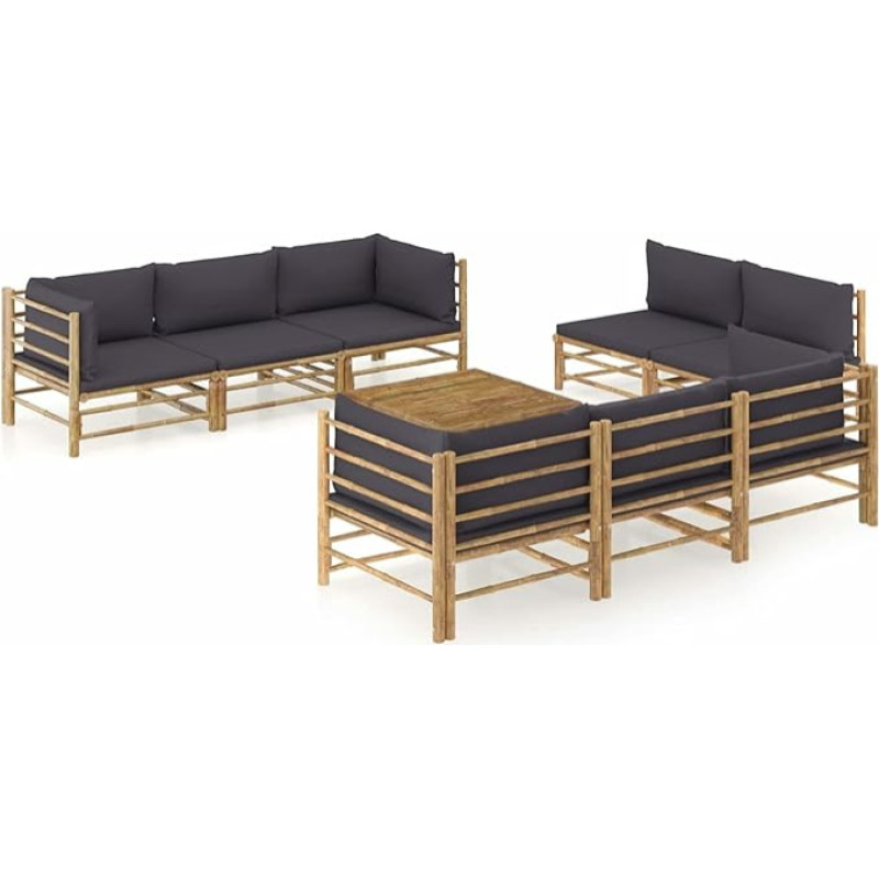 Festnight Garden Lounge Furniture, Patio Garden Furniture Set, Bamboo Garden Lounge Sofa, Outdoor Couch Set, Garden Sofa Set, Patio Furniture, 9 Pieces