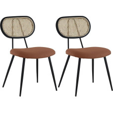 Happy Garden Elena Vintage Wicker Dining Chair with Rust Loop Black Metal Legs