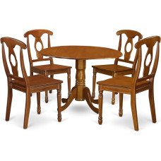 East West Möbel DLNA5-SBR-W Wood Seat Brown