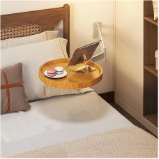28cm Round Wall Mounted Folding Table - Reversible Extendable Side Table for Living Room and Bedroom, Compact Space Saver in White and Brown