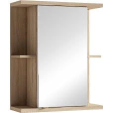 byLIVING Nebraska / Sonoma Oak Effect Light Brown Bathroom Cabinet with Mirror Door / 1 Door Mirror Wall Cabinet / Bathroom Mirror / Lots of Storage Space / W 60 x H 70 x D 25 cm