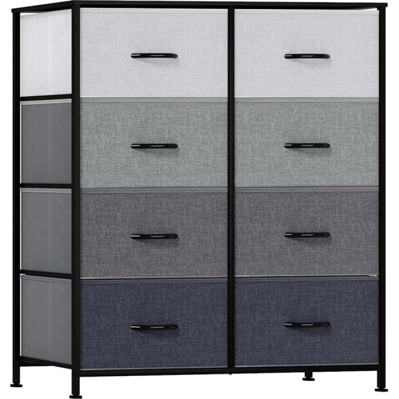 LLappuil Chest of Drawers with 8 Drawers, Tall Chest of Drawers for Bedroom, Living Room, Hallway, Entryway, Cabinets, Fabric Drawers with Sturdy Frame, Wooden Top and Handle