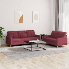 CIADAZ 3201312 2-Piece Sofa Set with Cushion Wine Red Fabric, Sofa with Relaxation Function, Couch Set, Living Room Sofa, Couch, Sofa Set