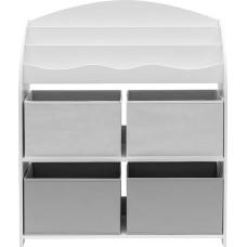 Rebecca Mobili RE6846 Children's Toy Shelf, White / Grey, MDF TNT with 4 Baskets, for Children's Rooms, Dimensions H x W x D: 97.5 x 82.5 x 29.5 cm