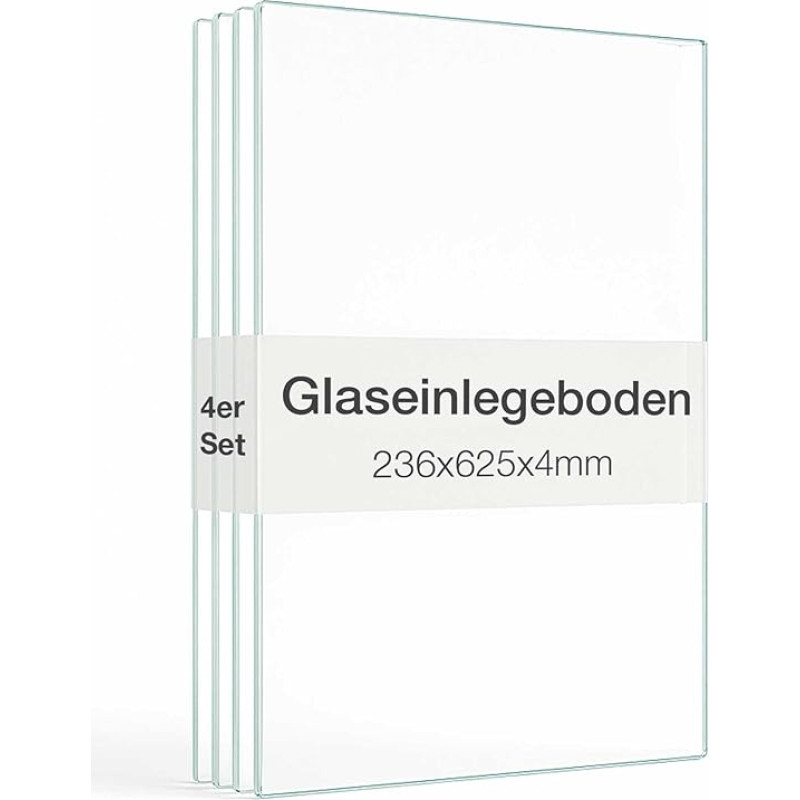 K-Möbel Glass Shelves Set of 4 Glass Shelves for 2 Doors Standing Display Cabinet for C1084 / C1019