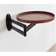 Klappbarer, runder Wandtisch – platzsparender Nachttisch und Couchtisch aus Holz, einziehbares Design, schneller Aufbau, stilvolles Walnuss-Finish, perfekt für kleine Räume