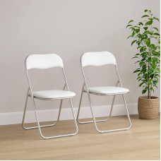 Dmora - Set of 2 Marbella Folding Chairs, Space-Saving Chairs, Guest Chair, Meeting Seat, Faux Leather, 43 x 47 x 80 cm, White